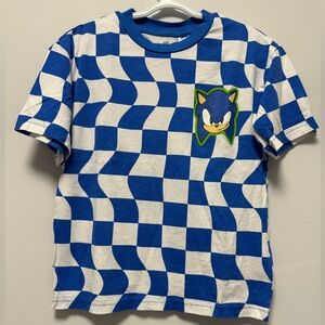 H&M Blue and White Geometric Short Sleeve Tee